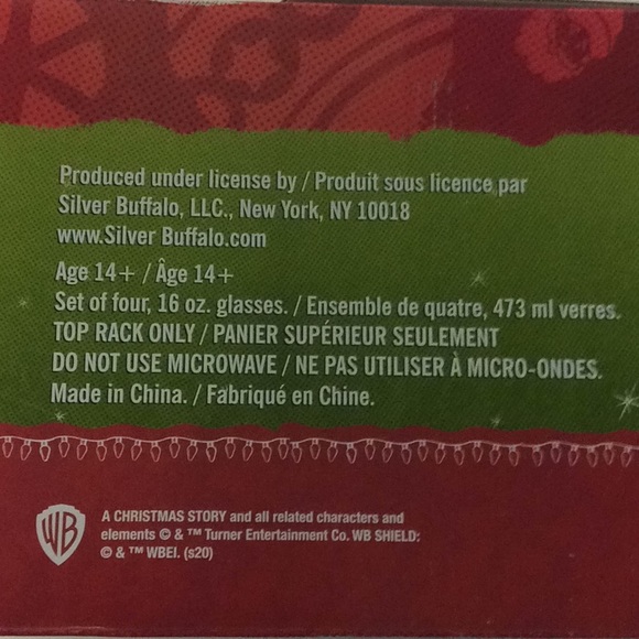 A Christmas Story Glassware Set of 4 16oz Glasses New - Picture 8 of 8